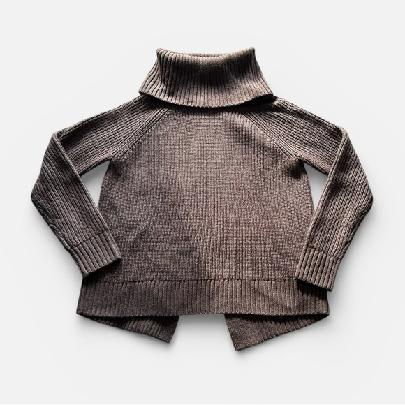 Banana Republic Burgundy Ribbed Turtleneck Sweater Medium Back Slit - Picture 2 of 8